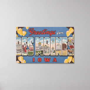 Des Moines, Iowa - Große Buchstabenszenen 2 Leinwanddruck