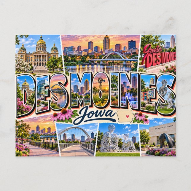 Des Moines, Iowa  Postkarte (Vorderseite)