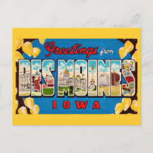 Des Moines Iowa Retro-Postkarte
