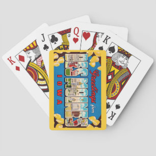 Des Moines Iowa Retro-Postkarten-Spielkarten Spielkarten