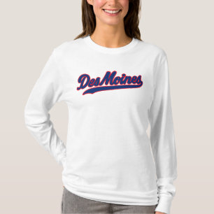 Des Moines Iowa Script Design Retro City T-Shirt