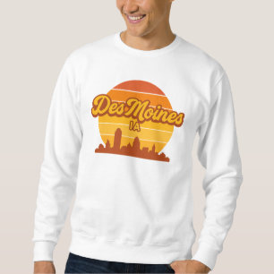 Des Moines Iowa Skyline Sunset Retro City Pride Sweatshirt