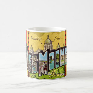 Des Moines Iowa Vintage Postkarten-Tasse Kaffeetasse
