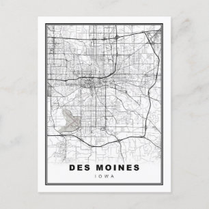 Des Moines Map Postkarte