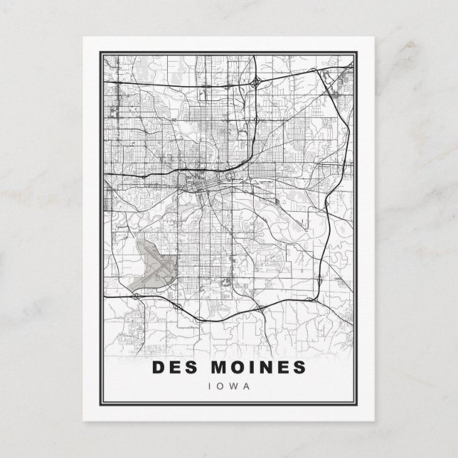 Des Moines Map Postkarte (Vorderseite)