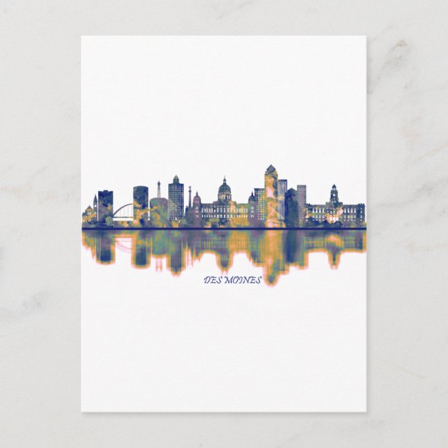 Des Moines Skyline Feiertagspostkarte (Vorderseite)