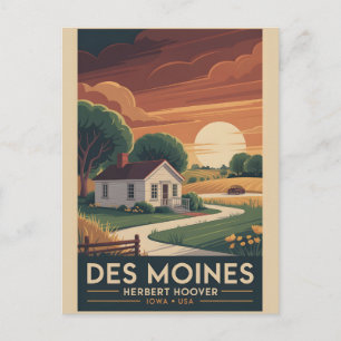 Des Moines Vintage Iowa Prairie Poster Postkarte