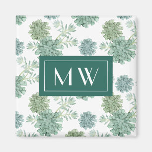 Des Monogramm-  saftiges Muster Pflanzen-des Magnet