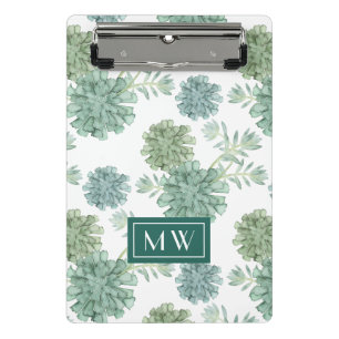 Des Monogramm-  saftiges Muster Pflanzen-des Mini Klemmbrett