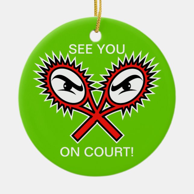 Des ornements de tennis pour Noël avec un texte am (Devant)