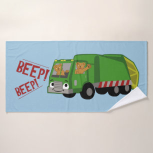 Des ours conduisant un camion d'ordures