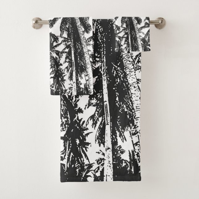 Des palmiers tropicaux. Noir et blanc. (En situation)