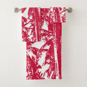 Des palmiers tropicaux. Rouge et blanc.