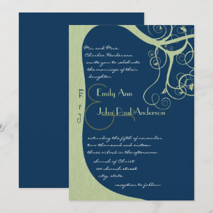 Des perles d'arbre vert sur la Faire-part de maria