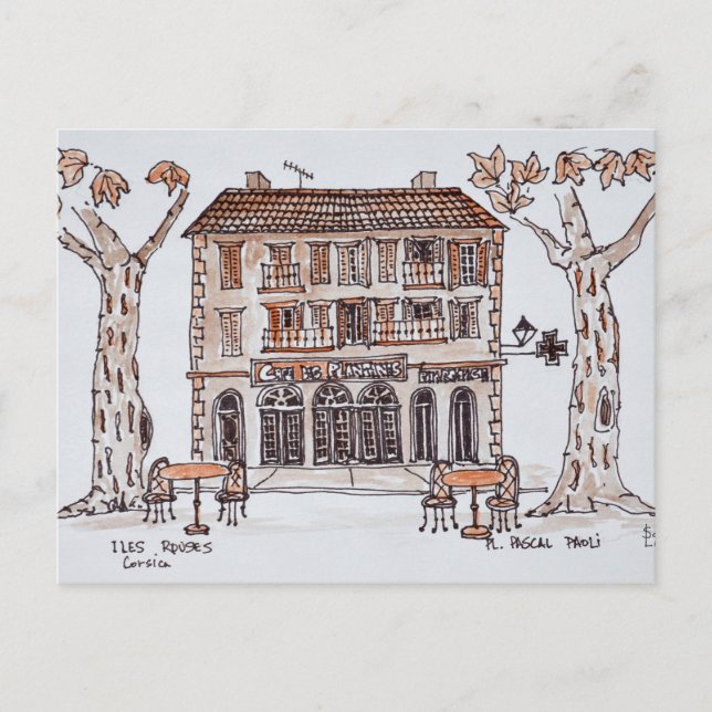 des platens, Place Paoli | Ile Rousse, Korsika Postkarte (Vorderseite)