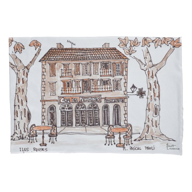 des platens, Place Paoli,| L'Ile Rousse, Korsika Kissenbezug (Vorderseite-Links)