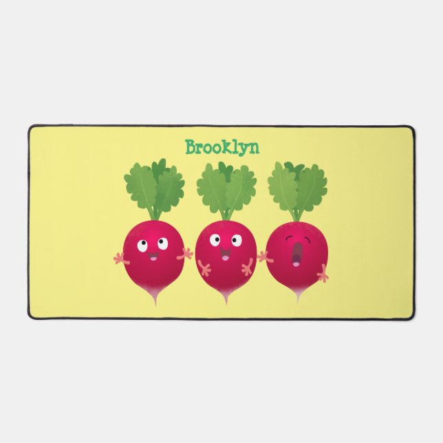 Des radis mignons chantant des légumes de dessin a (Recto)