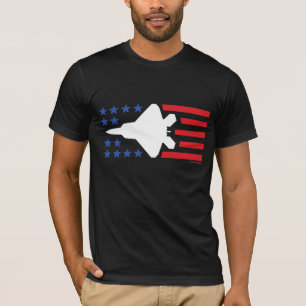 Des Raubvogel-F-22 blaue Stern-Streifen Jet-rote T-Shirt