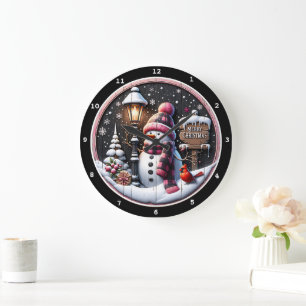 "Des Schneemanns gemütliche Nacht" - Festliches sc Große Wanduhr
