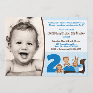 Des Singes Sautillant Sur Le Lit Invitation Annive