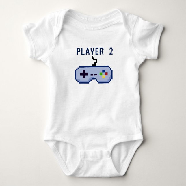Des Spieler-2 Spiel Videospiel-des Prüfer-8bit Baby Strampler (Vorderseite)