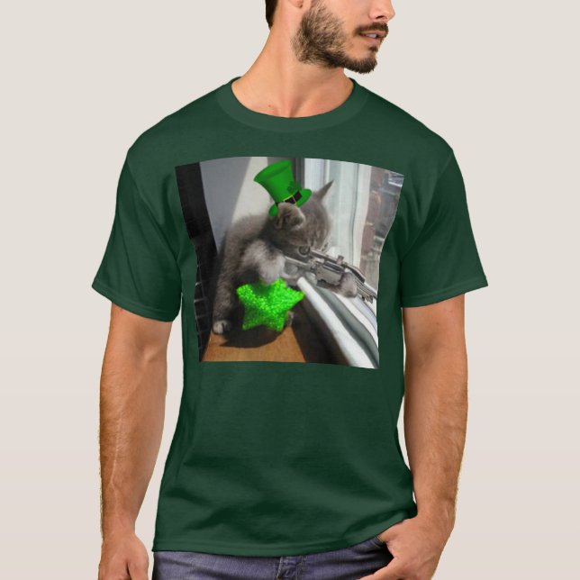 Des St Patrick der Miezekatze Tag T-Shirt (Vorderseite)