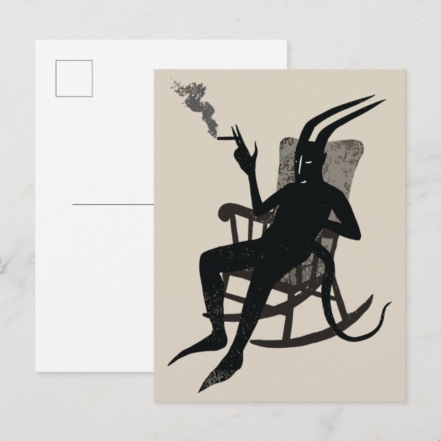 Des Teufels Auszeit – Dunkle Humor Wandkunst Postkarte (Vorne/Hinten)
