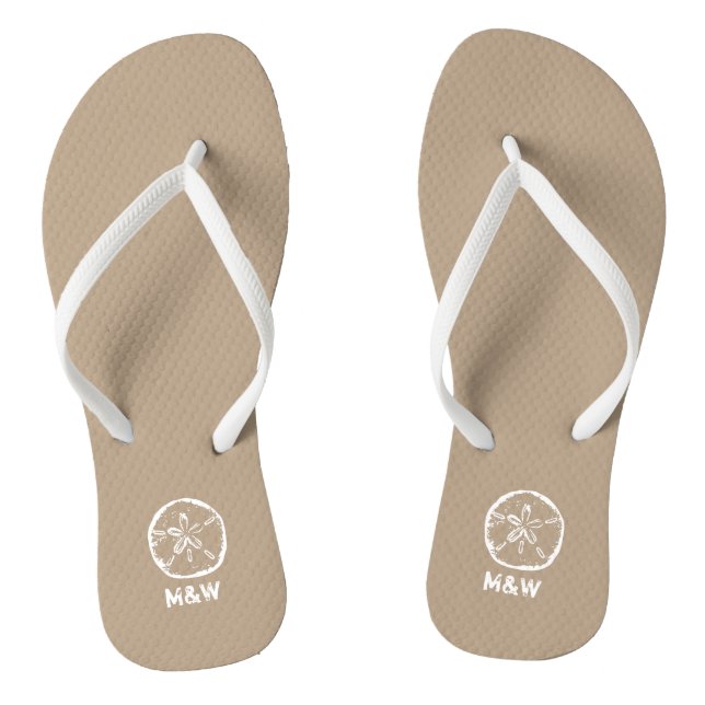 Des tongs de mariage de plage de sable monogramme (Semelle)