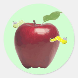 Des vers mignons dans un autocollant Apple