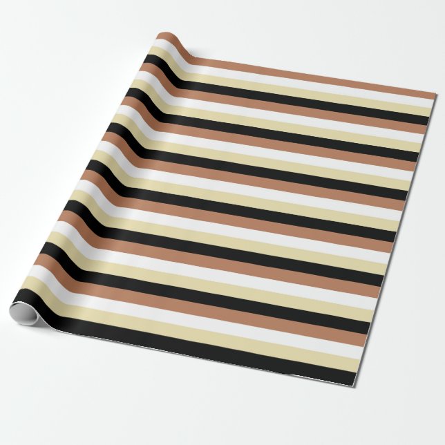 Des Weiß, Beige und Schwarzer Streifen Browns, Geschenkpapier (Ungerollt)