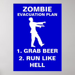 Des Zombie-Evakuierungsplan-1. Laufgleiches Poster