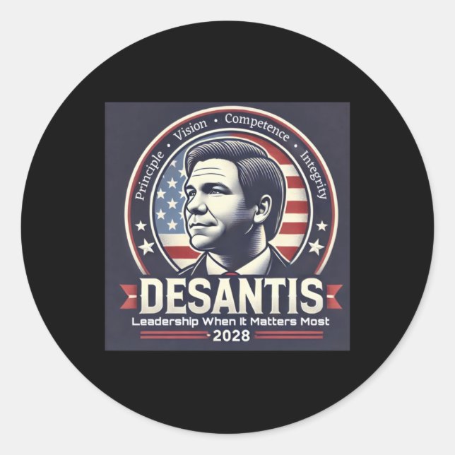 Desantis 2028 - Führung, wenn es am härtesten ist Runder Aufkleber (Vorderseite)