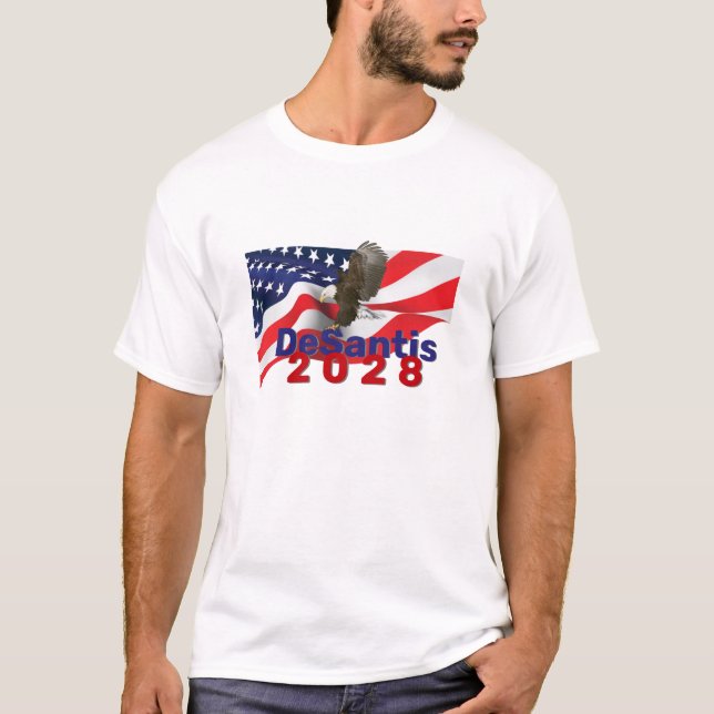 DeSantis 2028 sur T-shirt du drapeau américain (Devant)
