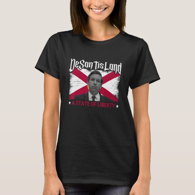 Desantisland Staat Liberty Florida Karte Flaggenfl T-Shirt (Vorderseite)