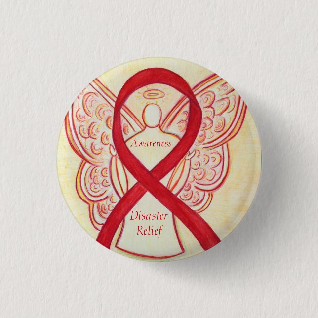 Desaster Relief Engel Awareness Ribbon Buttone Button (Vorderseite)