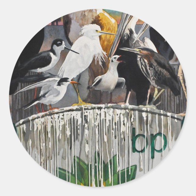 Desaster von Fowl Language Oil Art Runder Aufkleber (Vorderseite)