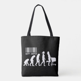 Descent of Woman Happy Shopper Evolution parody Tasche