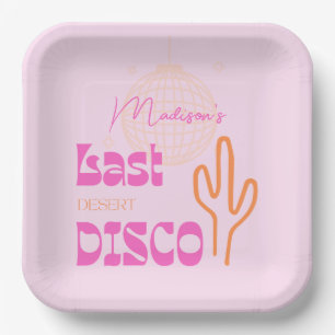 Desco Disco Junggeselinnen-Abschied Rosa & Orange Pappteller