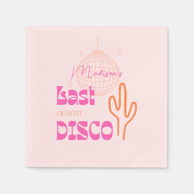 Desco Disco Junggeselinnen-Abschied Rosa & Orange Serviette (Vorderseite)