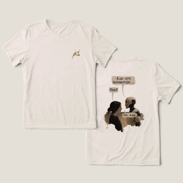 Desconectado (com frase) modelo II Tri-Blend Shirt (Design Vorderseite & Rückseite)