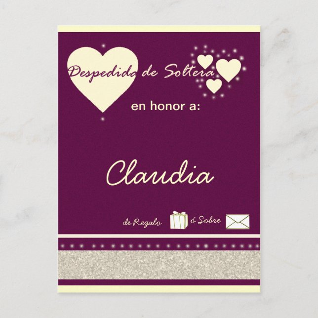 Desdepida de Soltera Einladungspostkarte (Vorderseite)