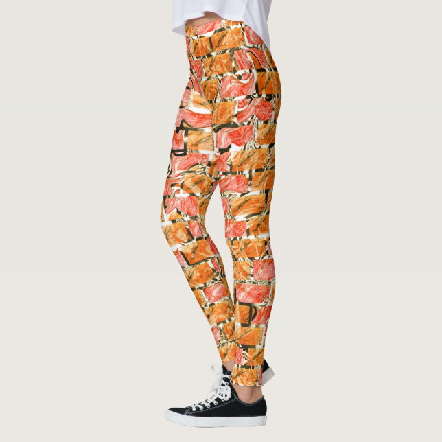 Desenho no estilo tijolos com tom de brilho leggings (Links)