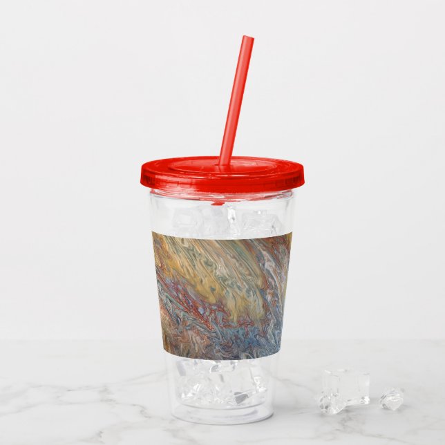 Desert Acrylic Pour Tumbler Acryltrinkbecher (Rückseite Ice)