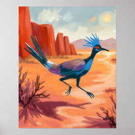 Desert Bird Southwestern Landscape Wall Art Poster