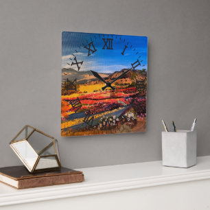 Desert Bloom, von Gary Poling Quadratische Wanduhr