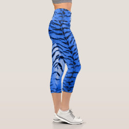 Desert Blue Tiger Skin Print Capri Leggings