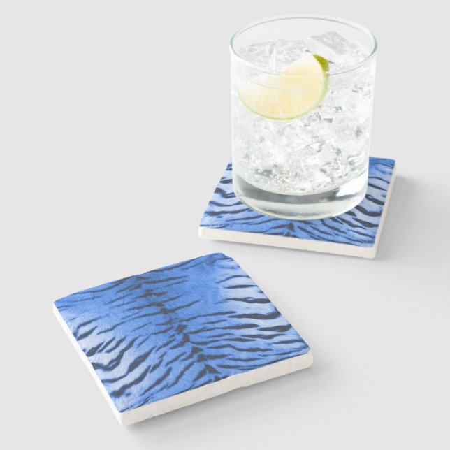 Desert Blue Tiger Skin Print Steinuntersetzer (Seitenansicht)