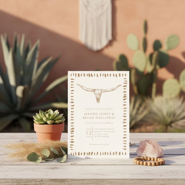 Desert Boho Cow Skull Wedding Einladung (Desert Boho Cow Skull Wedding Invitation)
