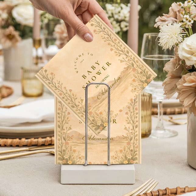 Desert Botanical Neutral Florals Baby Shower Serviette (Von Creator hochgeladen)