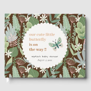 Desert Brown Retro Butterfly Garden Baby Dusche Gästebuch